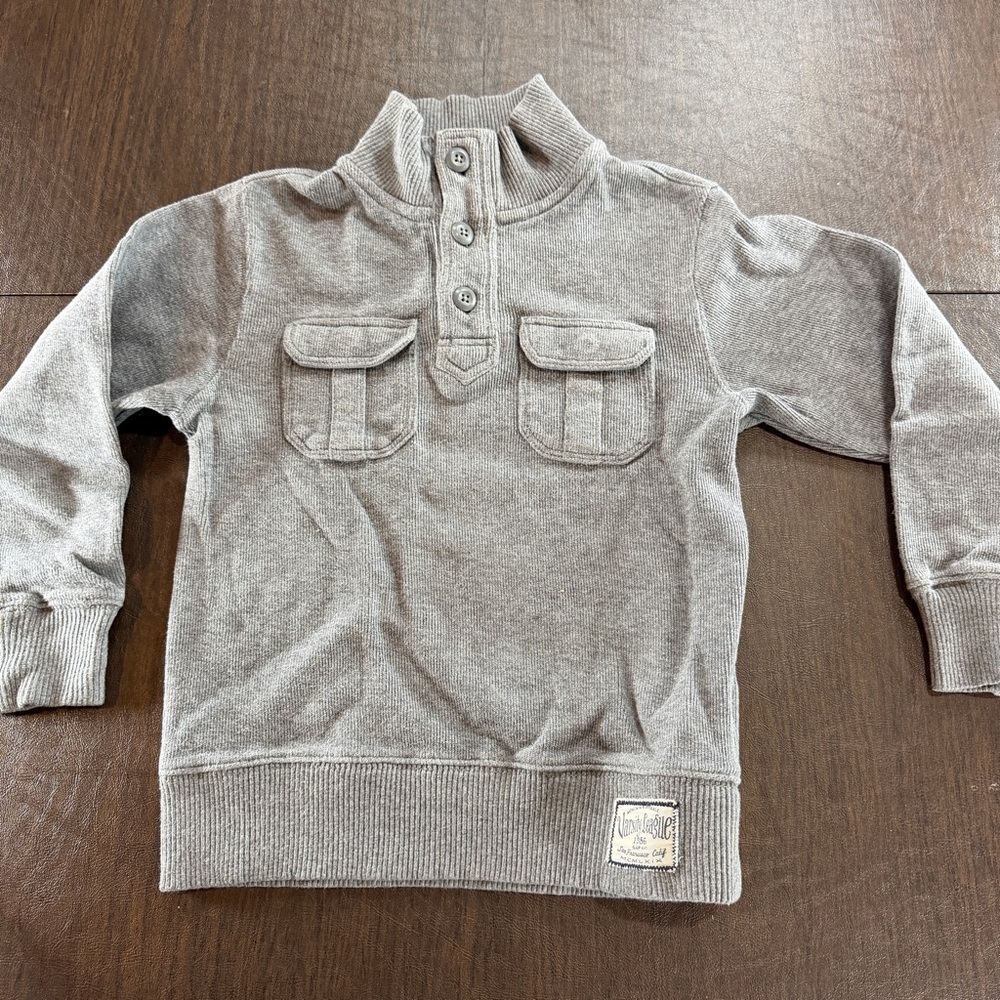 Varsity League Gap Kids Gray Henley Pullover Sweatshirt Sz S
